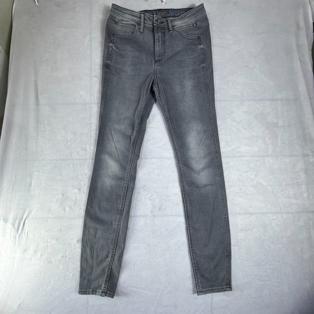 Calvin Klein Skinny Jeans Womens Gray Denim Faded 5-Pocket Everyday Comfort 29‎